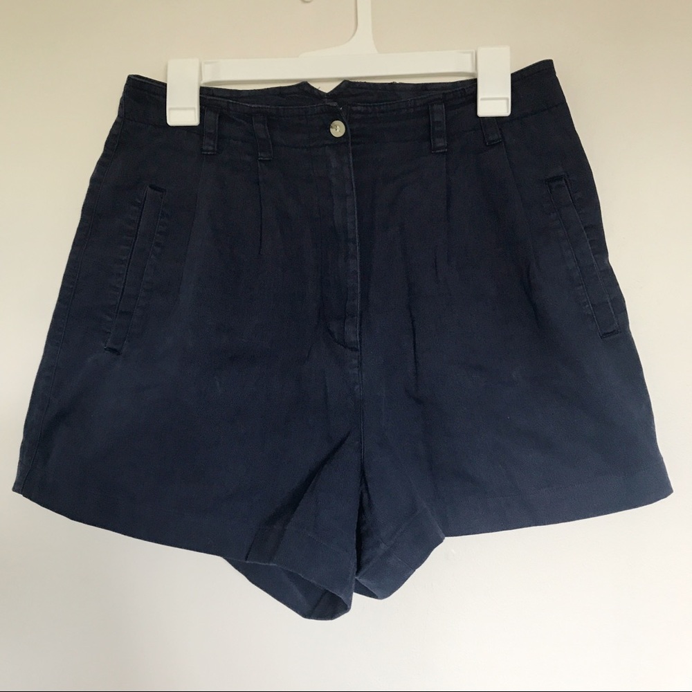 Points West Blue Pleated Front Shorts 10